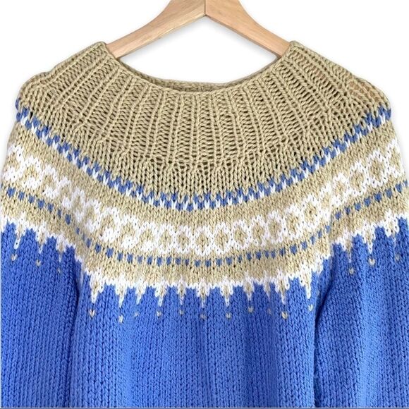 Hand KnitĀ š§¶ 100% CottonāFishermanās Fair IsleāSweater - Picture 2 of 8